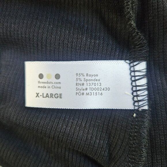 THREE DOTS Karen Dress XL Black Side-Tie Ribbed Long Sleeve Midi Length Modest - Picture 11 of 14